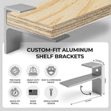 Single Hole Aluminum Shelf Bracket custom-fit for 3/4-inch plywood heavy-duty shelving, rust-proof, easy DIY installation, precision design